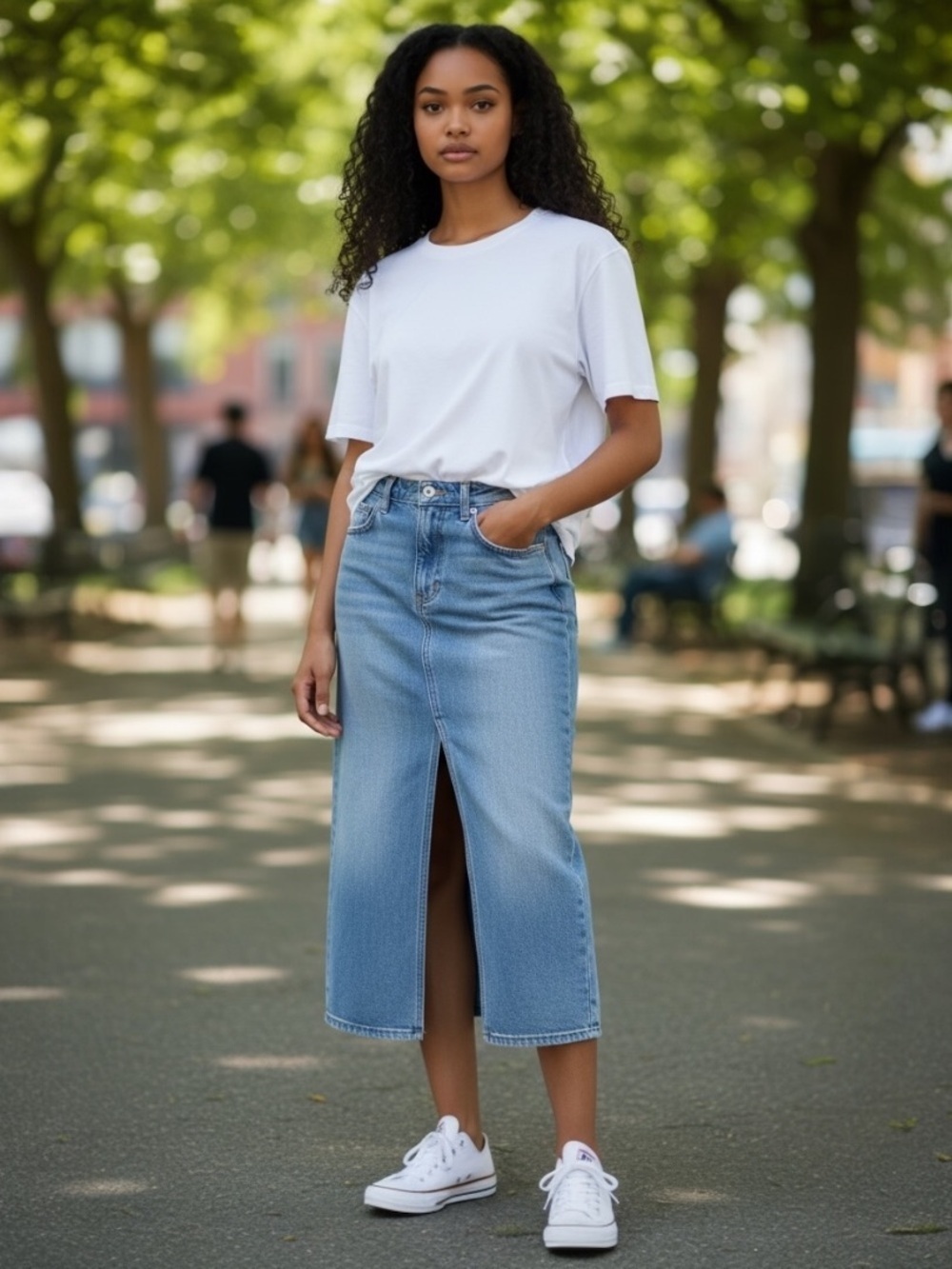 Abercrombie Social Tourist Ultra High Rise Denim Maxi Skirt Front Slit Sz S